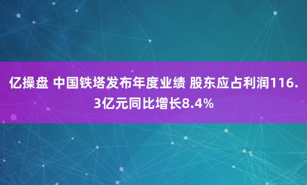 亿操盘 中国铁塔发布年度业绩 股东应占利润116.3亿元同比增长8.4%